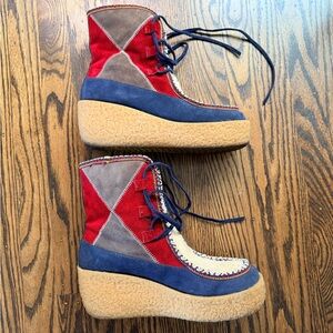 Jeffrey Campbell Multicolor Milono suede fleece Platform Ankle Boots 7